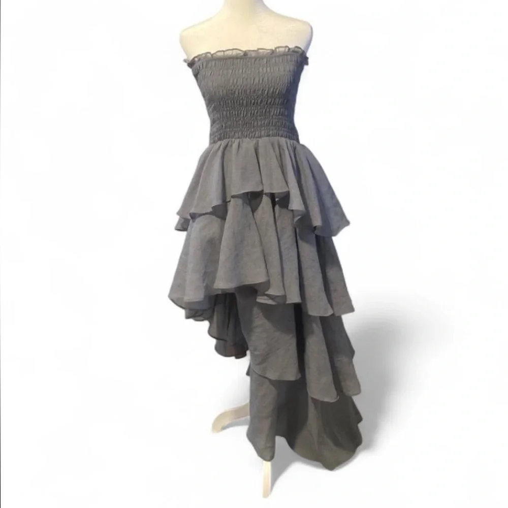 Lei Gray Ruffled Strapless Dress - Picture 1 of 3